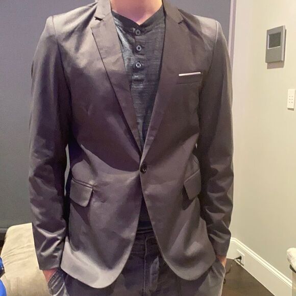 Men’s Gray Suit Jacket Blazer One Button Notched Size 38R NWT *READ Description - Picture 6 of 11